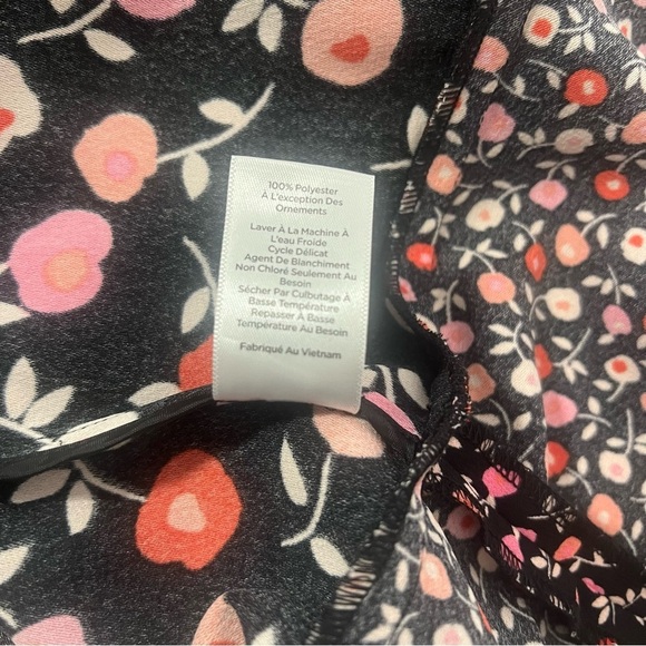 Talbots Women’s Petite 8P Floral Jewel-Neck Shift Dress Flounce Hem Bow Sleeve - Picture 11 of 11